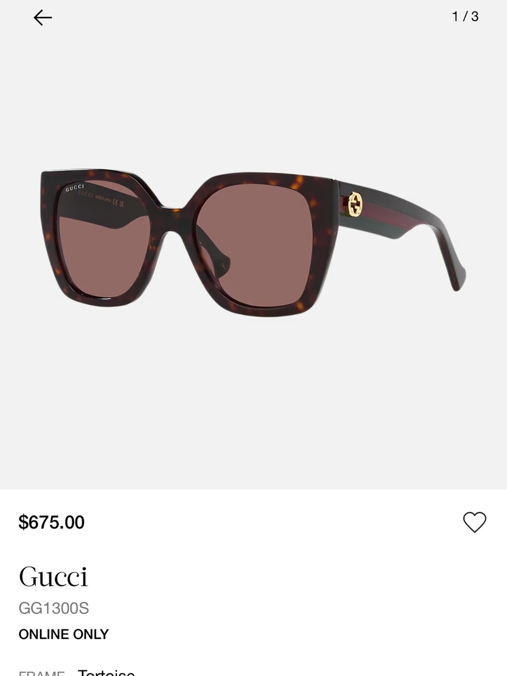 Gucci Tortoise Square Sunglasses with Brown Lenses